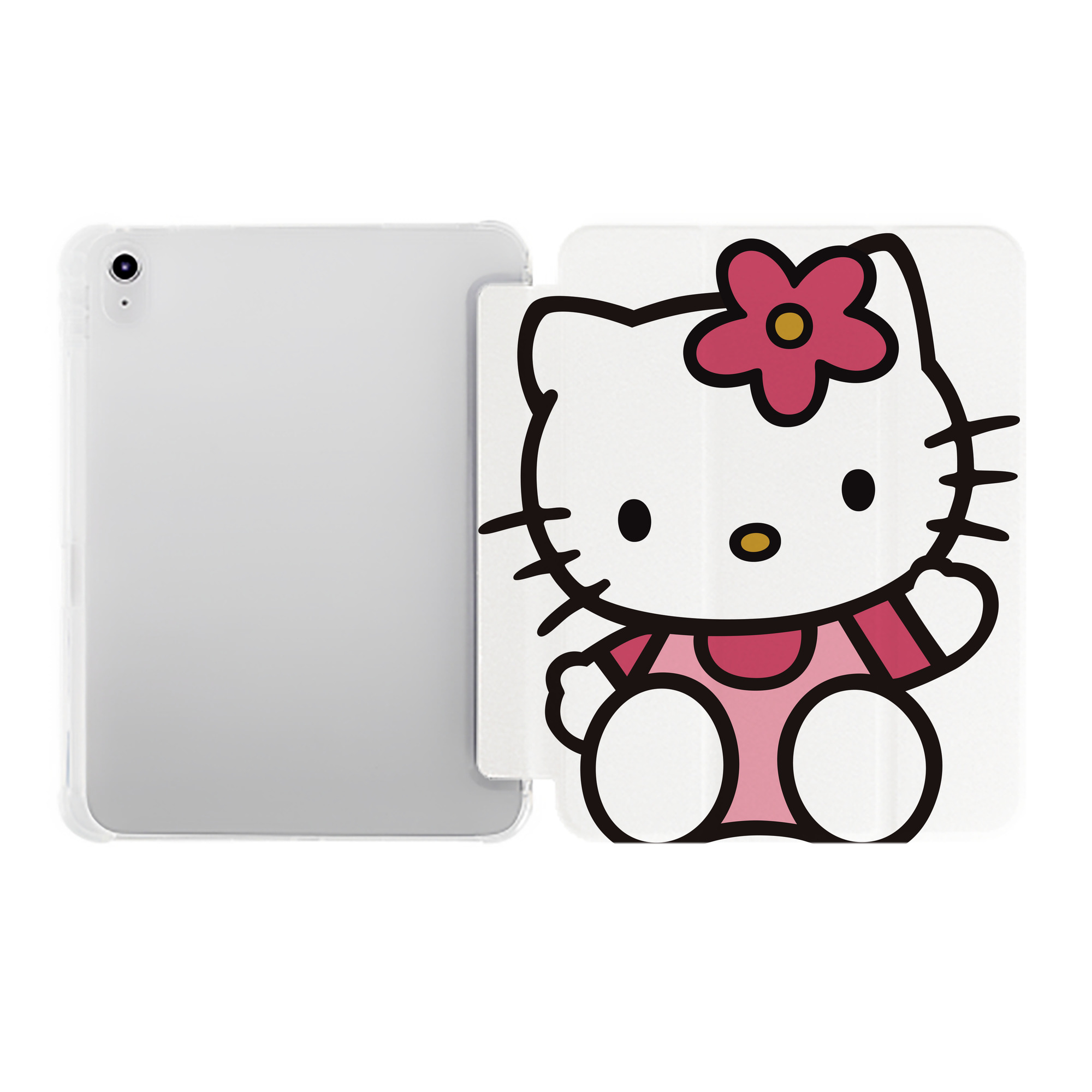 （画像用） Hello Kitty ハローキティ IPad ケース ペン収納付き 三つ折りスタンド PUレザー×シリコン 対応機種9.5/10.5/10.9インチ